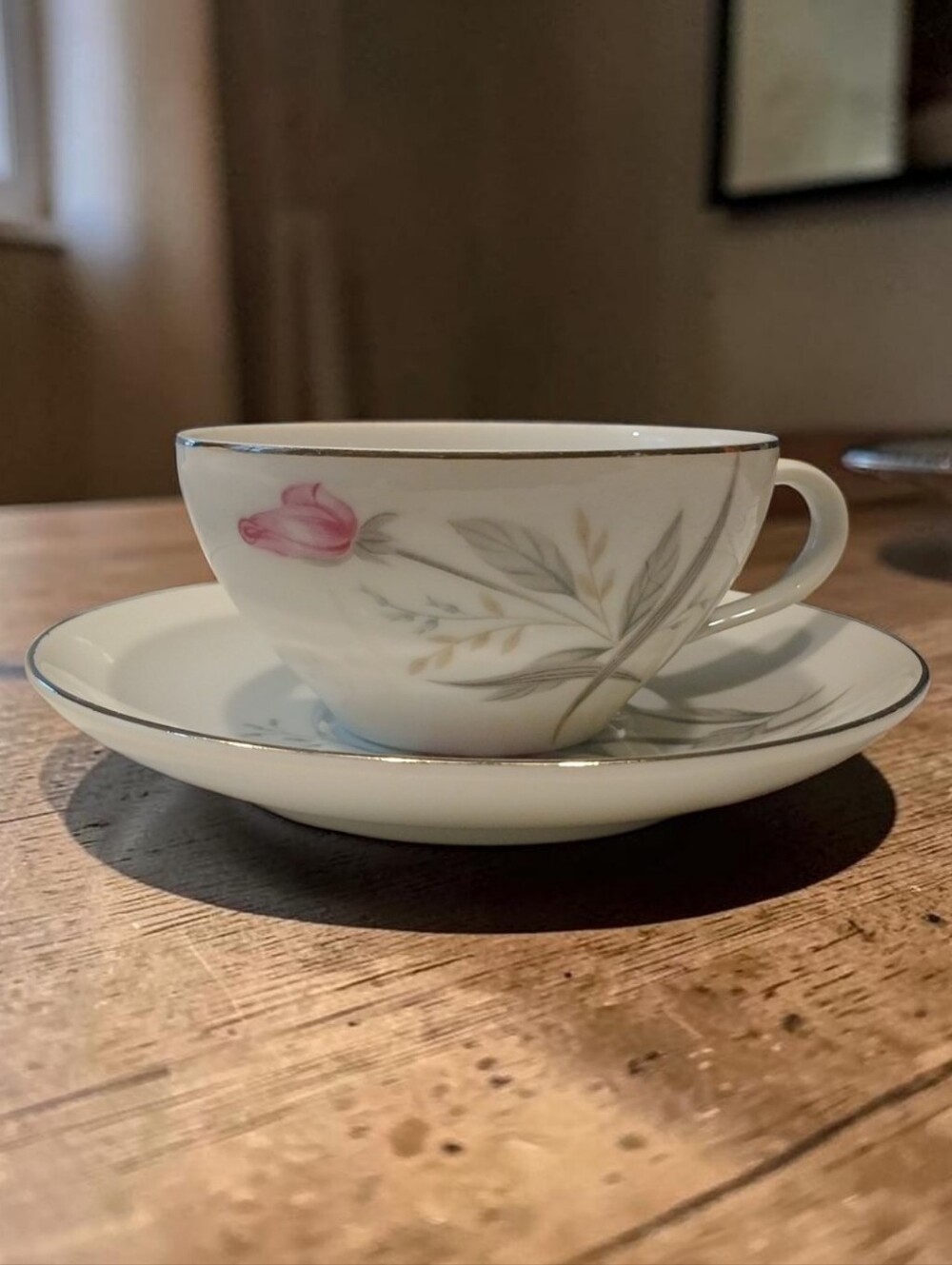 Vintage Windsor Rose Flat Cup & Saucer Set
